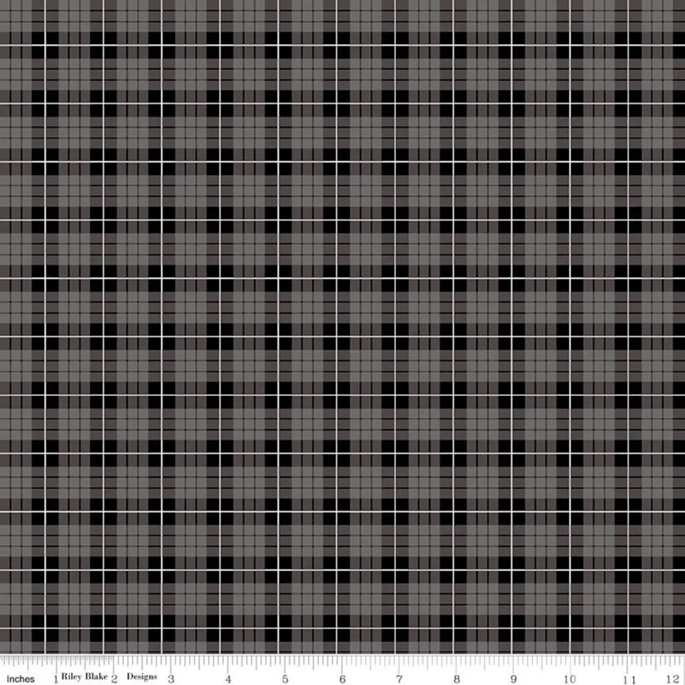 Wild at Heart Plaid Black and Gray Cotton Fabric by Riley Blake DesignsC9825Gray - Image 1 of 1