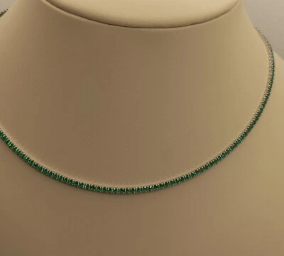 COLLANA TENNIS ARGENTO RODIATO DONNA MM 2 ZIRCONI VERDI CM 40-45 EXPLOIT - Immagine 1 di 4