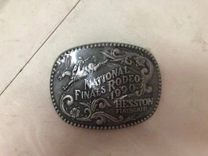Vintage 1990 Hesston National Finals Rodeo belt buckle  NEW still in plastic - Picture 1 of 2