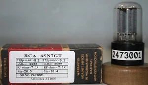 NOS NIB 6SN7GT RCA Black Base Made in Italy Amplitrex AT1000 Tested Qty 1 Pc - Picture 1 of 8