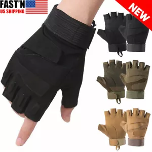 Military Army Shooting Fingerless Gloves Half Finger Men Tactical Gloves 1 Pairs - Picture 1 of 21