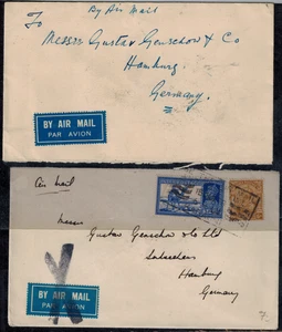 Indien 1936 Luftpostbrief mit KGV 6A & 3A6P & KG VI 6A & 3A6P nach Hamburg, Deutschland - Bild 1 von 2