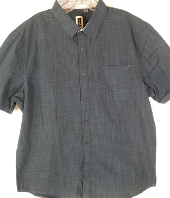 Howe-Mens Short Sleeve-Casual Button Down Shirt-XL Extra Large-Blue-100% Cotton - Image 1 of 4