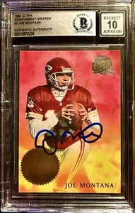 1994 Ultra Joe Montana ON CARD AUTOGRAPH achievement Awards #4 - Picture 1 of 2