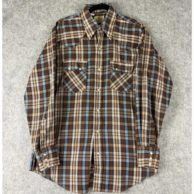 Vintage Dee Cee Western Shirt Mens 15.5/34 Brown Pearl Snap Cowboy USA Made - Image 1 of 4