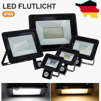LED Strahler Außen Fluter 10W-500W Baustrahler Flutlicht 230V Scheinwerfer IP65 - Bild 1 von 4