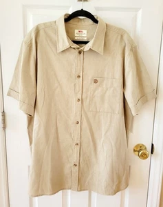 Fjallraven Ovik Travel Shirt Mens XXL Brown Button Up Comfort Fit Hiking Outdoor - Picture 1 of 9