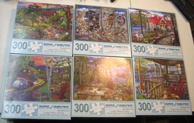 Lot of 6   300 pc.  Jigsaw Puzzles  Bits & Pieces- Camping - Image 1 of 4