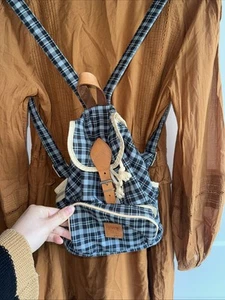 BagSac Bag Sac Vintage Rucksack aus Leder und Textil Klein Kariert - Bild 1 von 12