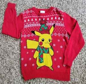 Pokemon Pikachu Youth Small Christmas Holiday Sweater Red - Picture 1 of 6