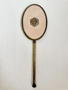 Antiguo espejo tocador de mano victoriano Art Nouveau filigrana bronce metal de colección - Imagen 1 de 10