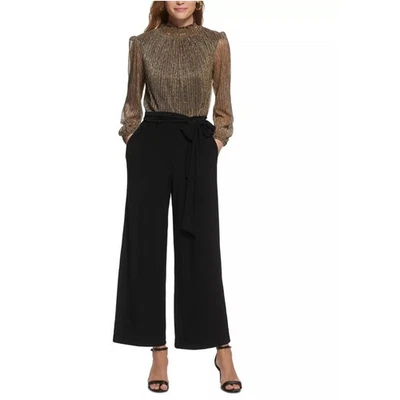 Mono Jessica Howard Metálico Dorado Negro Cuello Simulado Pierna Ancha Talla 8 Foto 1 de 4