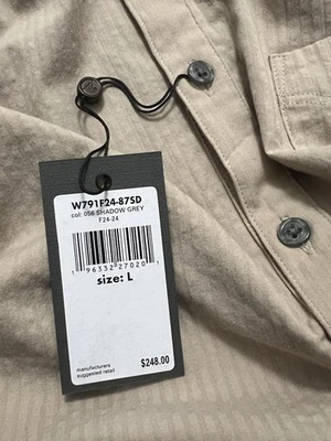 Camisa de Lujo Colección John Varvatos - Tela Seersucker - Guijarro - $248 Nueva con Etiquetas Foto 1 de 4