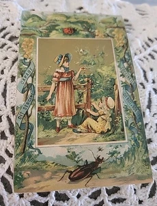 Tarjeta Victoriana Niños Franceses Exterior Ladybug CRIATURA DE DIOS PINTURA DE METAL  - Imagen 1 de 12