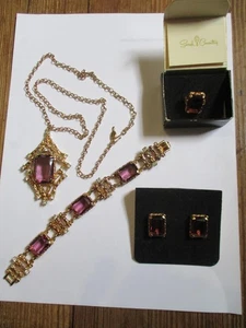 Vintage Sarah Coventry "Twilight" Necklace Earrings Ring Bracelet Signed Nice! - Picture 1 of 10
