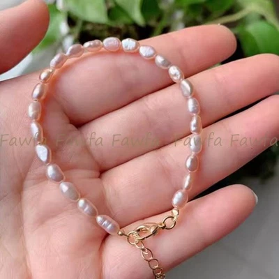 Elegante Brazalete Real 5-6mm Natural Multicolor Perla Barroca Agua Dulce 7.5" Foto 1 de 4