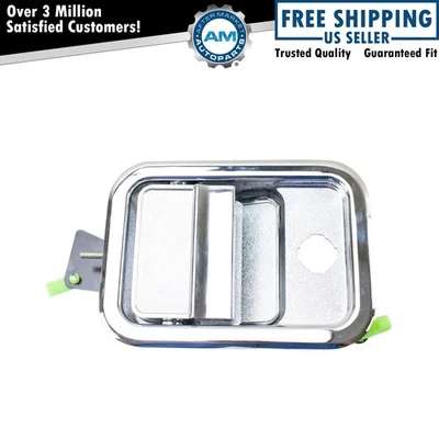 Manija de puerta exterior de metal frontal cromada y negra lado izquierdo para Freightliner Foto 1 de 4