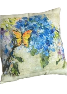 Climaweave Butterfly Watercolor Pillow Indoor Outdoor Sally Roberts Cushion.15" - Picture 1 of 8