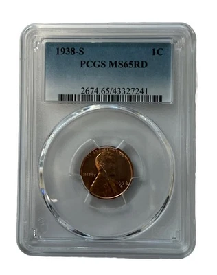1938-S Lincoln Wheat Cent Certified PCGS MS65 Red Condition 241 - Image 1 of 4