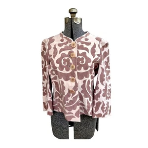 Armani Collezioni 2004 Silk & Suede Blush Pink Patterned Jacket Size 6 - Picture 1 of 7