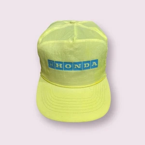 Vintage Honda Racing Hat Cap Snap Back Yellow Spellout 80's JDM Civic - Picture 1 of 6