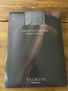 talbots control top sheer patterned pantyhose sheer toe black size A - Picture 1 of 4