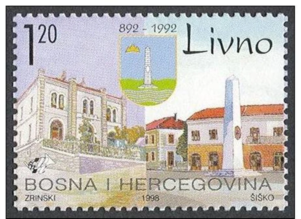 Bosnia - Mostar 1998 ☀ Architecture Croatian Medieval Towns - Livno 1v ☀ MNH - Image 1 of 1