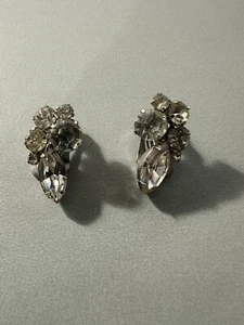 Bellissimi orecchini vintage firmati BIANCHI clip on strass cristallo ghiaccio sfaccettato - Foto 1 di 2