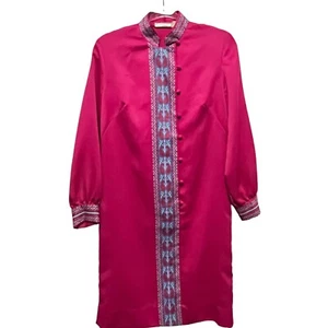 Alfred Shaheen Dress Women Size S Banded Collar The Master Printer 70s Vintage - Picture 1 of 18
