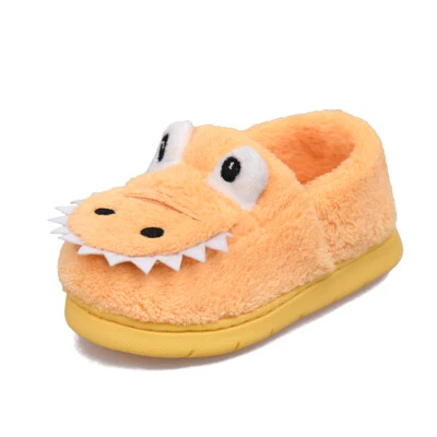 Zapatillas para niños cálidas mullidas en forma de dibujos animados forradas de piel para niños pequeños zapatos de interior de invierno Foto 1 de 4