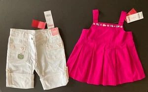 NWT Gymboree Candy Apple 5 5T Pleated Top & White Bermuda Shorts Roll Up Capri - Picture 1 of 7