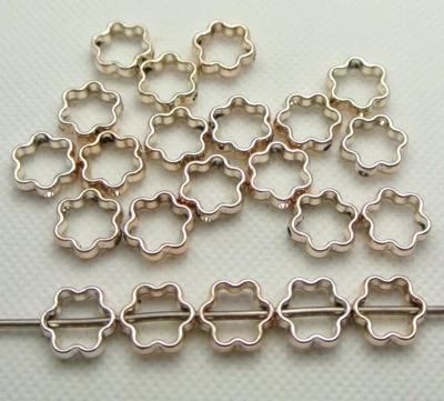50 Gold Tone Metallic Acrylic Flower Bead Frame Charm 12mm For Earring Bracelet - Image 1 of 4
