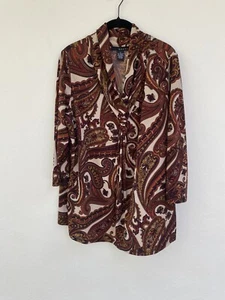 Grace Tunic Top Sz 1X plus sz multicolor long sleeve polyester/spandex - Picture 1 of 13