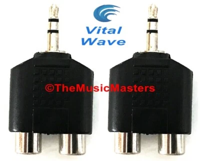 (2) 3.5mm 1/8" Stereo Male Plug to Dual RCA Jacks (F) Audio Cable Adapters VWLTW - Image 1 of 4