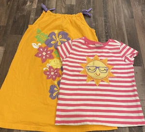 Lot Girls Hanna Andersson 140 sz 10 Dress & short sleeve shirt Pink Orange - Picture 1 of 4