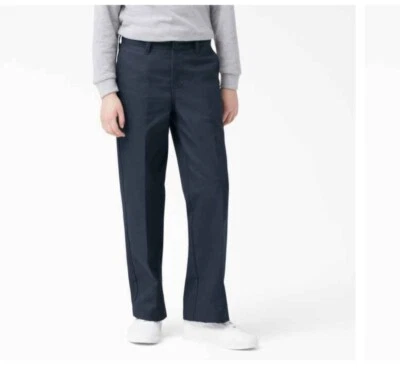 Dickies Boys Classic Fit Pants Reinforced Knee Size 12 Husky Navy Blue School - Image 1 of 4