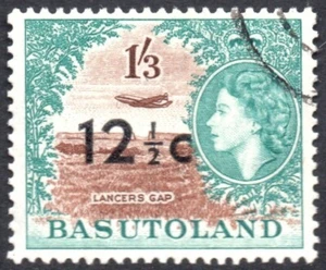 Basutoland 1961 12½c on 1s3d type I, wide 11mm setting, small ½, SG.65, VFU - Picture 1 of 1