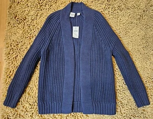 NWT Girls Gap Kids Cable Knit Navy Blue Cardigan Sweater Size Small $50 - Picture 1 of 3