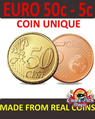 EURO COIN UNIQUE / 50c - 5c EURO COIN UNIQUE MAGNETIC VERSION VANISHING 5c EURO - Image 1 of 4