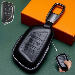 Genuine Leather Car Key Fob Case Cover Bag For Cadillac XT4 XT5 ATS CT5 CT6 XTS - Foto 1 di 4