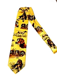EUC, Pointer Hunting Dog Tie by Land' End From Puppy to Grown 100% Silk - Picture 1 of 6