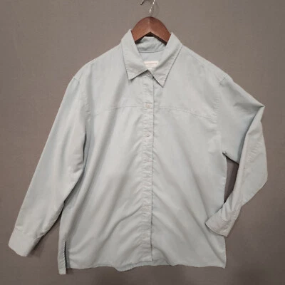 Женская спортивная рубашка Liz Claiborne Liz с длинным рукавом на пуговицах синяя размер большой - Изображение 1 из 4