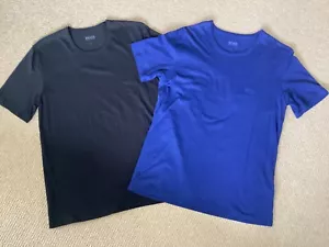2 x Hugo BOSS T Shirts - Size M / L - Excellent condition - Black & Blue - Picture 1 of 3