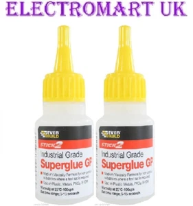 2 X SUPER GLUE SUPERGLUE INDUSTRIAL GRADE CYANOACRYLATE ADHESIVE 20 GRAM BOTTLES - Picture 1 of 1