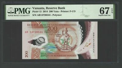 Vanuatu 200 Vatu 2014 P12 "Polymer" Uncirculated Grade 67 - Image 1 of 2