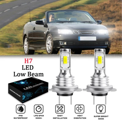 Kit de faros LED para Saab 9-3 2003-2007 H7 6000K bombillas blancas haz bajo Foto 1 de 4