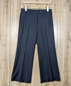 VTG J.Crew Wide-Leg Trouser Pant Women's Sz 2 Italian Wool Black Dress Pants - Picture 1 of 13