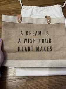 Apolis Petite Market Bag Natural, Custom Text- Disney Theme, Leather Handles - Picture 1 of 9