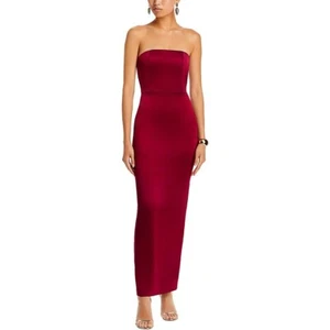 NWT $495 ALICE + OLIVIA Doreen Strapless Satin Dress In Bordeaux 6 - Picture 1 of 2