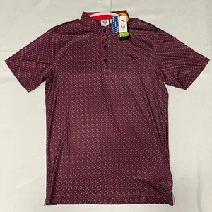 Men's Puma Golf Volition Multi Flag Polo Red Small MPU25-00002 - Picture 1 of 5